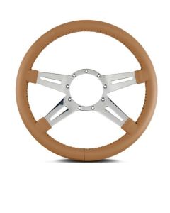 Lecarra 14 in MK-9 Steering Wheel, Polished, Chestnut Leather