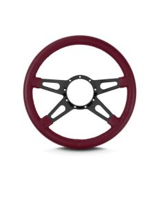 Lecarra 14 in MK-9 Supreme Steering Wheel, Black, Burgandy Leather