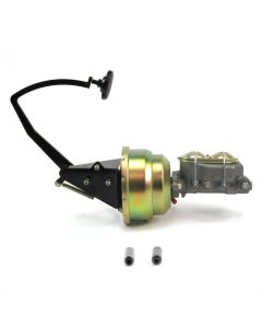 1955L-1959 Chevy-GMC Truck Power Brake Conversion Kit 7 Inch Dual Diaphragm Booster, Brake Pedal With 3" Black Billet Pad- Drum/Drum