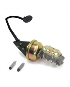 1955L-1959 Chevy-GMC Truck Power Brake Conversion Kit 8 Inch Single Diaphragm Booster, Brake Pedal With Large Oval Black Billet Pad- Drum/Drum