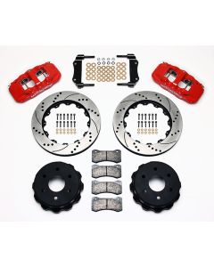 2001-2007C Silverado 1500-Sierra 1500 Wilwood AERO4 Rear Brake Kit, 6 Lug-4 Piston Red Calipers, 14.25" Rotors-Drilled And Slotted
