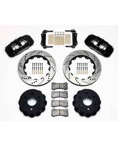 1999-2018 Silverado 1500-Sierra 1500 Wilwood AERO4 Rear Brake Kit, 6 Lug-4 Piston Black Calipers, 14.25" Rotors-Drilled And Slotted
