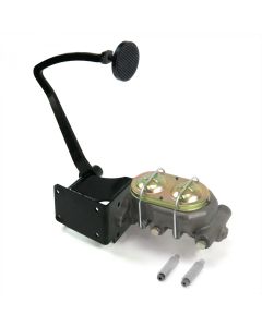 1947-1955E Chevy-GMC Truck Manual Brake Pedal And Master Cylinder Kit, Brake Pedal With 3" Round Black Billet Pad- Disc/Drum