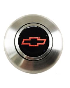 1947-1978 Chevy Truck Steering Wheel Horn Cap Retro OE Series With Red Bowtie-Satin Silver