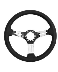 1947-2002 Chevy-GMC Truck Volante S6 Steering Wheel, Leather With Chrome Spokes