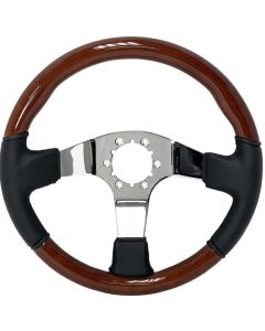 1947-2002 Chevy-GMC Truck Volante S6 Steering Wheel, Leather And Wood With Chrome Spokes
