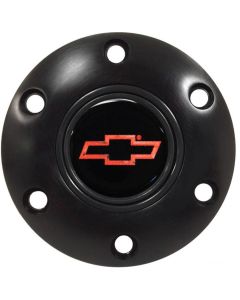 1947-2002 Chevy Truck Steering Wheel Horn Cap, S6 With Red Bowtie-Satin Black