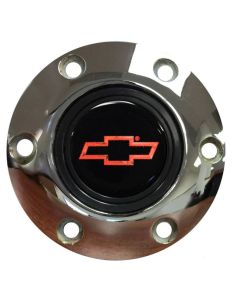Steering Wheel Horn Cap S6 Chrome/Red Bowtie
