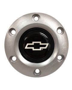 1947-2002 Chevy Truck Steering Wheel Horn Cap, S6 With Silver Bowtie-Brushed Finish