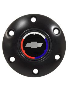 1947-2002 Chevy Truck Steering Wheel Horn Cap, S6 With Tri Color Bowtie-Satin Black