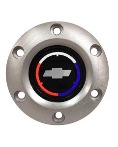 1947-2002 Chevy Truck Steering Wheel Horn Cap, S6 With Tri Color Bowtie-Brushed Finish
