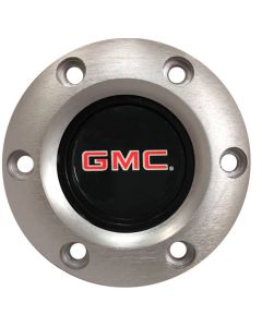 1947-2002 GMC Truck Steering Wheel Horn Cap, S6 With GMC Emblem-Brushed Finish