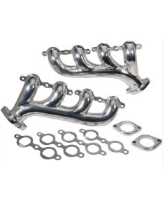 Chevy-GMC Truck Rear Dump Cast Iron LS/Vortec Exhaust Manifolds, Silver Ceramic