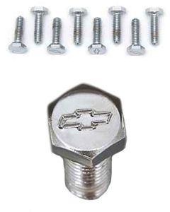 Chevelle Bowtie Valve Cover Bolt Set, Small Block, Chrome, For Cars With Aluminum Valve Covers, 1964-1983
