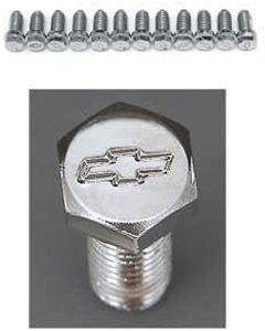 Chevelle Bowtie Header Bolt Set, Small Block, Chrome, 1964-1972