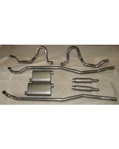 Chevelle Exhaust, Dual, With Resonators, V8, Stainless Steel, 1971-1974