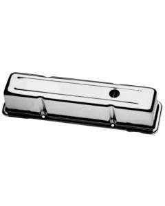Engine Valve Covers; Stamped Steel; Tall; Chrome; w/ Baffles; Fits SB Chevy