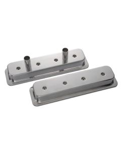 Engine Valve Covers; Circle Track-Center Bolt Style; Die Cast; w/Tubes; SB Chevy