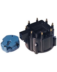 Engine Distributor Cap and Rotor Kit; Fits GM HEI Dist w/Internal Coil; Black