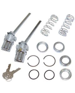 Early Chevy Outer Door Handle Push Buttons With Lock Cylinder Assemblies, For Front Doors, 1949-1954