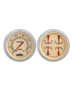 Early Chevy Classic Instruments Vintage Series Analog GaugeKit, Five Inch, Cream Face With Orange Pointers, 1951-1952