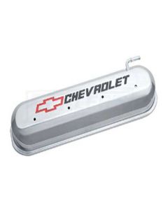 Early Chevy LS V8 Conversion Valve Cover, Polished With Recessed Red And Black Emblem, 1949-1954