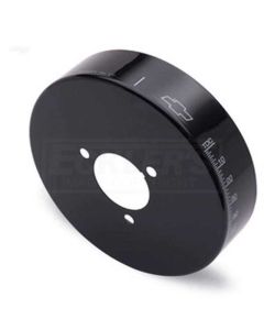 1949-1954 Early Chevy Small Block Conversion Harmonic Balancer Cover,6 3/4", Black With Bowtie Logo