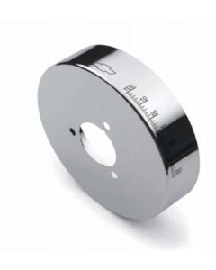 Early Chevy Small Block Conversion Harmonic Balancer Cover,6 3/4", Chrome With Bowtie Logo, 1949-1954