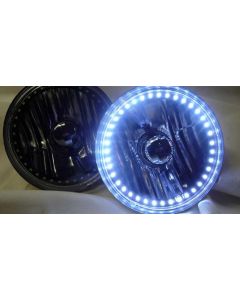 Chevy Headlight, 7 Inch Round Blackout With Single Color White LED Halo, 1949-1954