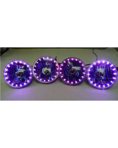 Chevy Headlight, 7 Inch Round Blackout With Multi-Color  LED Halo, 1949-1954