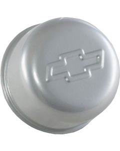 1949-1954 Chevy Valve Cover Breather, Gray, Push-In Style, With Bowtie Logo