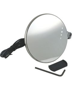 Outside Rear View Mirror, 4" Peep With Curved Arm & LED Turn Signal