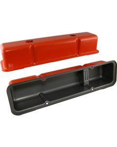 Chevy Small Block Valve Covers, Tall Style, Orange, 1958-1986