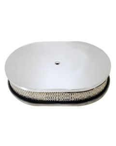 Chevy Air Cleaner, Oval Smooth Chrome Aluminum, 12"