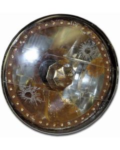 1949-1954 Chevy 7 Inch Round White Diamond Rat Rod Headlights With White LED Halo