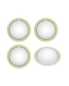 Early Chevy 49-54 - Baby Moon Wheel Covers  With Simulated Whitewall, 15", 1949-1954