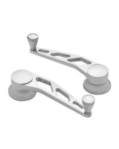 Window Crank Handles, Lokar Windowed Billet Aluminum, Pair, Polished, GM 1949-1954
