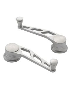 Window Crank Handles, Lokar Windowed Billet Aluminum, Pair, Brushed, GM 1949-1954

