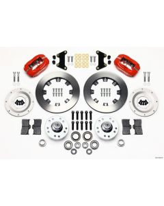 1949-1954  Wilwood Forged Dynalite Big Brake Front Brake Kit, Plain Rotors, Red Calipers