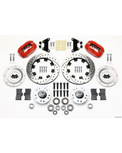 1949-1954  Wilwood Forged Dynalite Big Brake Front Brake Kit, Drilled & Slotted Rotors, Red Calipers