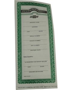 Chevy Owner's Service Policy, 1949-1951