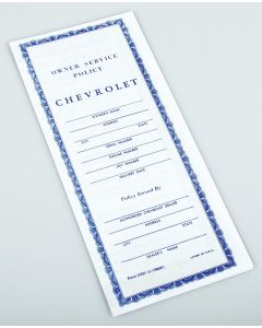 Chevy Owner's Service Policy, 1952-1953