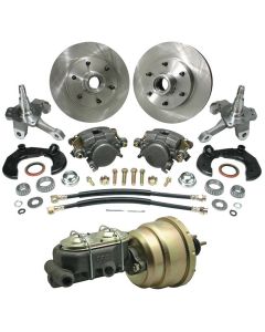 Chevy Power Front Disc Brake Kit, With Ford Bolt Pattern & 2" Drop Spindles, For Mustang II, 1949-1954