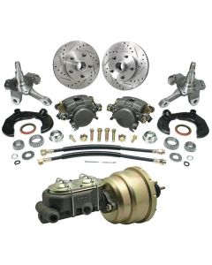 Chevy Power Front Disc Brake Kit, With Chevy Bolt Pattern, Drilled & Slotted Rotors, For Mustang II, 1949-1954