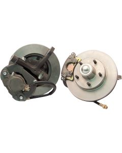 Chevy Power Front Disc Brake Kit, At The Wheel, With Ford Bolt Pattern & 2" Dropped Spindles, For Mustang II, 1949-1954