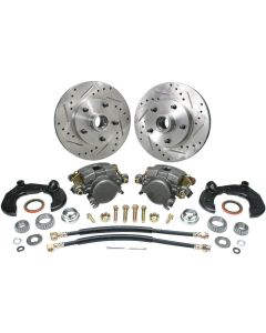 Chevy Power Front Disc Brake Kit, At The Wheel, For MustangII, With Chevy Bolt Pattern, Drilled & Slotted Rotors, Without Spindles, For Mustang II, 1949-1954