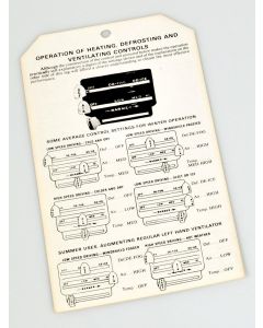 1949-1950 Chevy Heater Instructions Tag