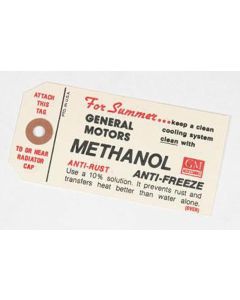 Chevy Methanol Anti-Freeze Tag, 1949-1954