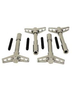 Nova Valve Cover Wing Bolt Set, Small & Big Block, BowtieStamped, Chrome, 1967-85