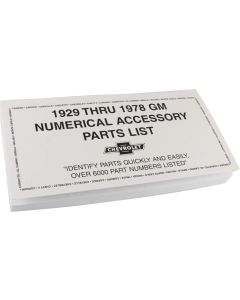 GM Numerical Accessory Parts List,1929 Thru 1978